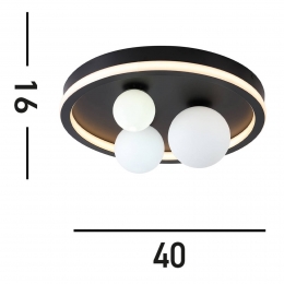 SearchlightTridentLEDplafondlampzwart40cmstaalopaalglas