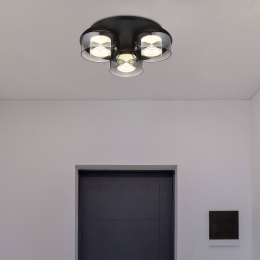 GloboBelindaLEDplafondlamp38cmrookgrijs3-lampsglas