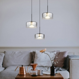 GloboBelindaLEDhanglamp40cmrookgrijs3-lampsglas