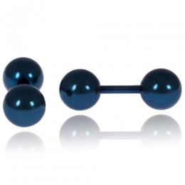 LGTJewelsStudoorbellenDubbeleBolBlauw6mm