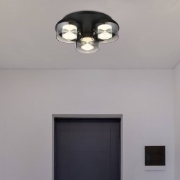 GloboBelindaLEDplafondlamp38cmrookgrijs3-lampsglas