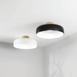FabasLuceLEDplafondlampLunarzwartglas42cmCCTdimbaar