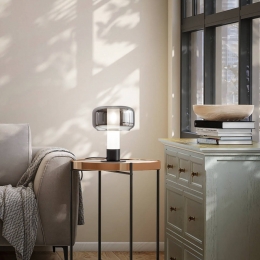 FabasLuceTafellampFlickrookgrijsglas28cmdimbaarE14