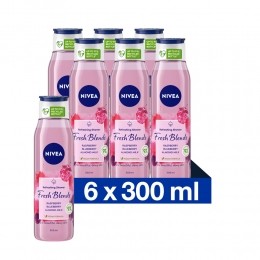 6xNiveaFreshBlendsDouchegelFreshBlendsRaspberry300ml