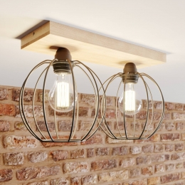 BRITOPPlafondlampDoretteikenhout2-lamps