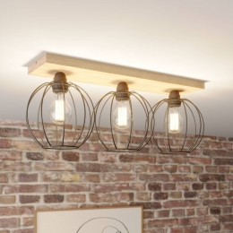 BRITOPPlafondlampDoretteikenhout3-lamps