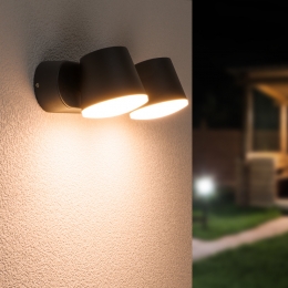 MemphisdubbeleLEDwandlamp-12watt-Warmwit3000K-Kantelbaar-Voorbinnenenbuiten-Wandspot-Zwartvoorbinnenenbuiten