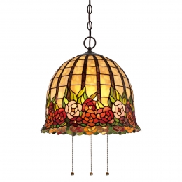 QUOIZELTiffanypendellampRosecliffemetbloemen