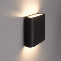 DallasSdimbareLEDwandlamp-3000Kwarmwit-6Watt-Updownlight-IP54voorbinnenenbuiten-Tweezijdigemuurlamp-Zwartvoorbinnenen