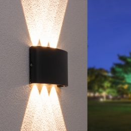 TulsadimbareLEDwandlamp-UpDownlight-IP54-6watt-3000Kwarmwit-Binnenenbuiten-3jaargarantie-Zwartvoorbinnenenbuiten