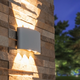 TulsadimbareLEDwandlamp-UpDownlight-IP54-6watt-3000Kwarmwit-Binnenenbuiten-3jaargarantie-Grijsvoorbinnenenbuiten