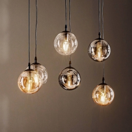 EMIBIGLIGHTINGHanglampGlassy6-lampsgrafietamberhelderglas75cm