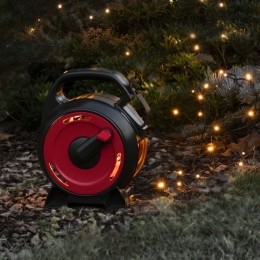 Kerstverlichtingbuiten-Lichtsnoeropkabelhaspel10meter-150LEDs-Amberkleurig-IP44waterdicht