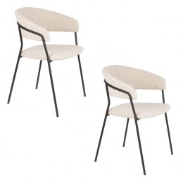 HousecraftLivingZeriEetkamerstoelenarmleuningOffwhiteZwart-Setvan2