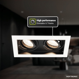 Setvan3DurhamInbouwspotsDubbelWit-GU105Watt400lumen-4000Kneutraalwit-Kantelbaar-IP20-Rechthoek