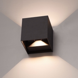 KansasV2LEDwandlamp-IP65-3000Kwarmwit-7watt-Updownlight-Kubus-Voorbuitenenbinnen-Zwartvoorbinnenenbuiten