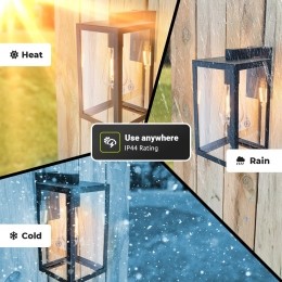 BrooksDimbareWandlampzwart-Wandlantaarn-Voorbinnenenbuiten-E27Fitting-Max60Watt-IP44Waterdichtvoorbinnenenbuiten