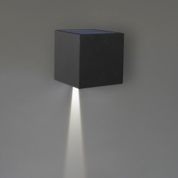 Setvan2KansasSolarLEDwandlampenXL-Kubusdownlight-InclBewegingssensorenschemerschakelaar-3000Kwarmwit-IP54waterdicht-Monocryst