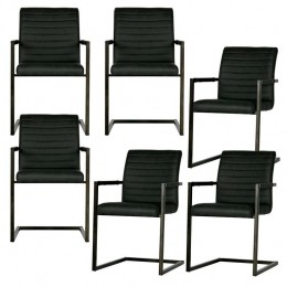 WOOODBasEetkamerstoelen-Pu-Grijs-Setvan6
