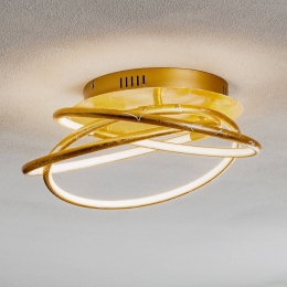GloboBarna-eengoldenvormgegevenLEDplafondlamp