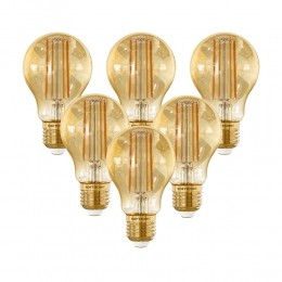 Setvan6SmartE27LEDFilamentLamp-7Watt806lumen-A60Amberkleurigglas-1800-3000KDimbaar