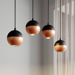 HELAMHanglampMidnightinzwartkoper4-lampslang