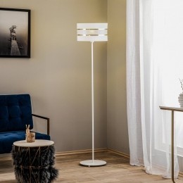 HELAMVloerlampHelenmettextielkapwit-goud