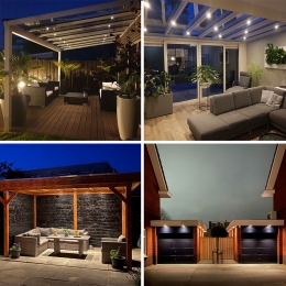 Sienna-6xinbouwspotsveranda-DimbaarLED-Completesetmetafstandsbediening-Kantelbaar-PlugPlay-12Volt3watt-2700K200lumen-IP4