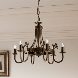 JupiterKroonluchterCastledonkermetdehandgepatineerd6-lamps