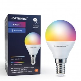 E14SMARTLEDLampRGBWWWifiBluetooth55Watt470lmP45DimbaarviaApp