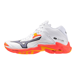 MizunoWAVELIGHTNINGZ8MIDVolleybalschoenenWitFieryCoral2CitrusDamesHerenMaat45