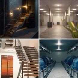 LEDPlafondlampPlafonnieremetsensor-Bewegingsmelderenschemerschakelaar-25WLichtkleurinstelbaar-2600lm-IK10-38cm-zwart-IP65