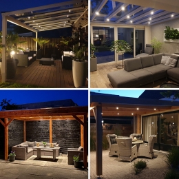Milano-6xinbouwspotsveranda-DimbaarLED-Completesetmetafstandsbediening-PlugPlay-12Volt3watt-2700K200lumen-IP65waterdicht