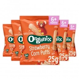 5xOrganixBabysnack6mStrawberryCornPuffs25gr