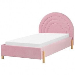 Beliani-ANET-Bed-Roze-90x200cm-Fluweel