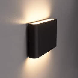 DallasMdimbareLEDwandlamp-3000Kwarmwit-12watt-UpDownlight-Voorbinnenenbuiten-Zwartvoorbinnenenbuiten
