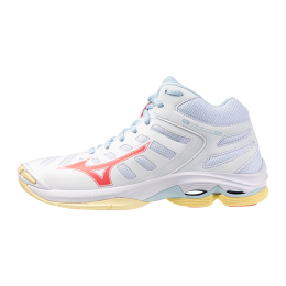 MizunoWAVEVOLTAGE2MIDVolleybalschoenenWitCalypsoCoralPaleBananaDamesMaat39