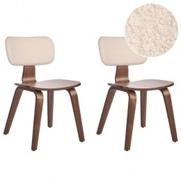 Beliani-LUCINDA-Eetkamerstoelsetvan2-DonkerbruinLichtbeige-Boucl