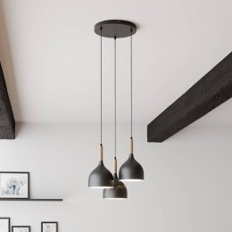 LuminexHanglampNoak3-lampsrondzwarthoutnaturel