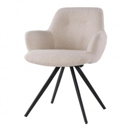 Livingfurn-GigaMeubel-EetkamerstoelDoreenBouclBeigeDraaibaar