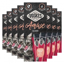8xVoskesKattensnackLiquidTreatZalm20x15gr