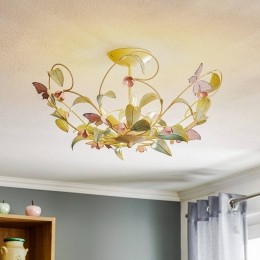 LuminexPlafondlampBUTTERFLYcrmegroenrosroestvrijstaal3-lamps