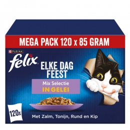 FelixKattenvoerNatPouchGeleiMixElkeDagFeestMultipack120x85gr
