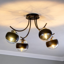EMIBIGLIGHTINGPlafondlampBostonzwarthelder4-lamps