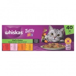 WhiskasAdult1SausSelectieVanDeChefMaaltijdzakjesKattenvoerNatMultipack40x85gr