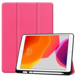 iPad2020Hoes-102inch-Tri-FoldBookCasemetStylusPenHouder-Magenta