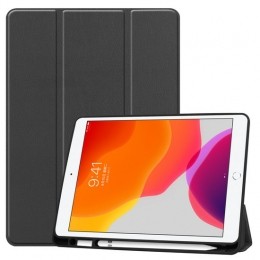 iPad2020Hoes-102inch-Tri-FoldBookCasemetStylusPenHouder-Zwart