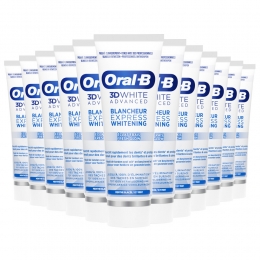 12xOral-BTandpasta3DWhiteAdvancedExpressWhiteningFreshGlow75ml