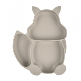 Dutsi-Siliconen-BabyKindBord-ZuignapBord-ZilvergrijsVosje