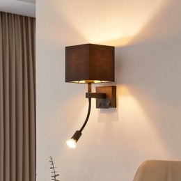 LindbywandlampThoridzwartgoudstofUSBleeslamp